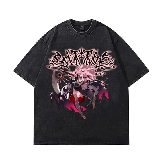 Mori Calliope 2025 Merch Washed Vintage T-shirt Classic Printed Fashion Neutral Casual Short Sleeve Top