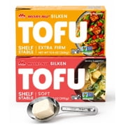 Mori-Nu Silken Tofu Variety Pack, Extra Firm & Soft, Shelf-Stable Plant Protein, Non-GMO, Vegan & Gluten-Free, 10.9 oz & 10.8 oz 2-Pack with measuring Spoon Included
