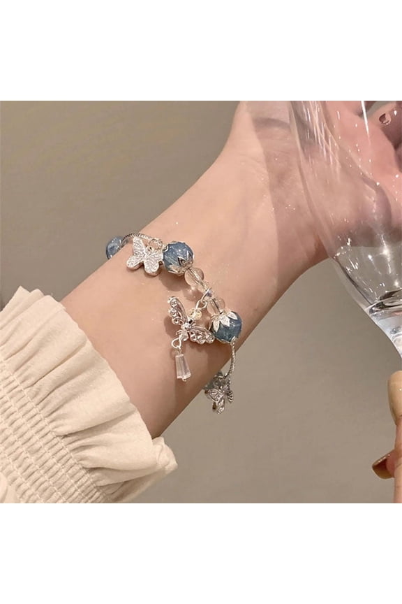 Mori Style Cold Gradient Explosion Flower Glass Beaded Bracelet