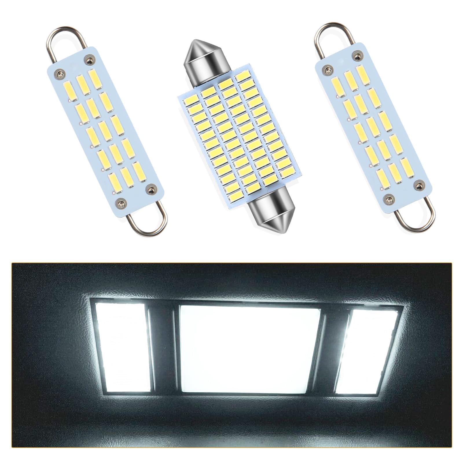 3-Piece LED Interior Light Kit For 1988-1998 Chevy Silverado & GMC Sierra – Super Bright White Map & Dome Bulbs