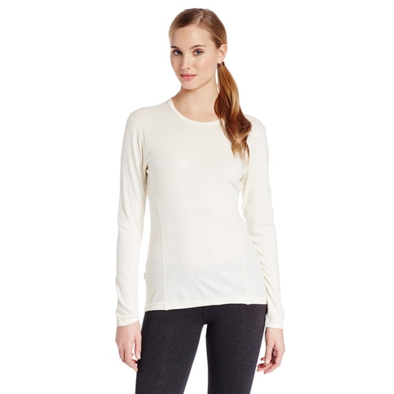 100% Merino Wool - Women's Midweight Base Layer - Long Sleeve Crew - Natural Cream - X-Large