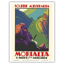 Morialta South Australia - 8 miles from Adelaide - Vintage Travel Poster by Frederick Millward Grey c.1940 - Master Art Print (Unframed) 9in x 12in