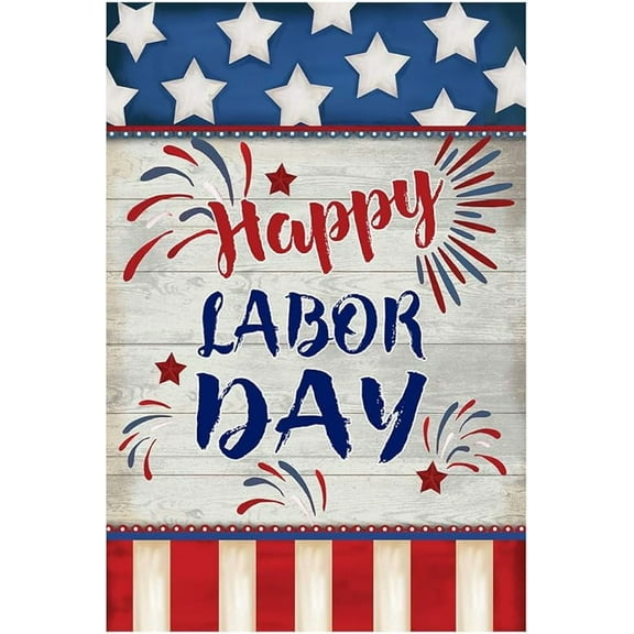 Morigins American Flag Happy Labor Day Garden Yard Flag Double Sided Welcome House Flag Banners 12.5 x 18 inch