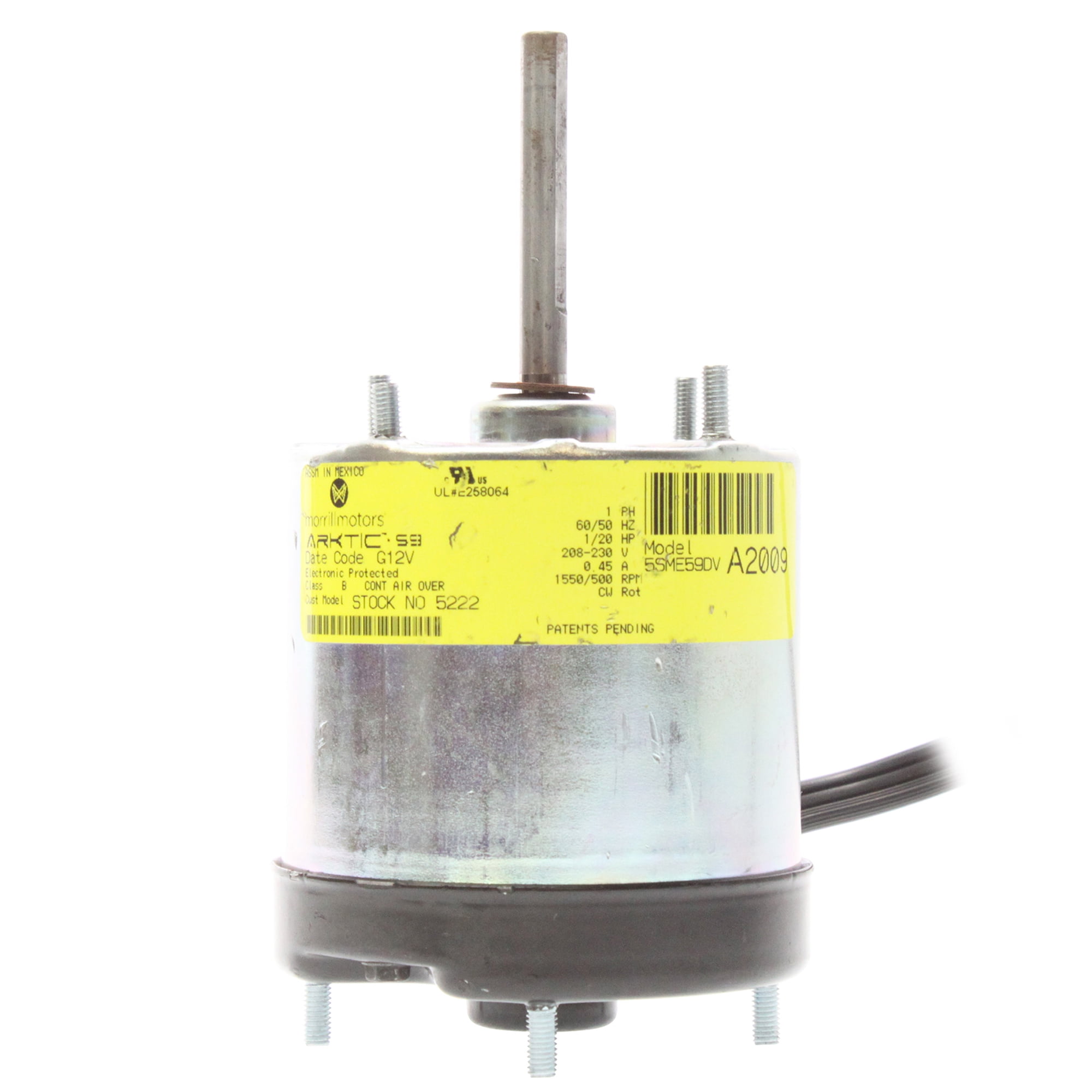 Morill-Motors 5SME59DV Arktic-59 1PH 1/20-HP 208-230V .45A 1550/500-RPM CW-Rot