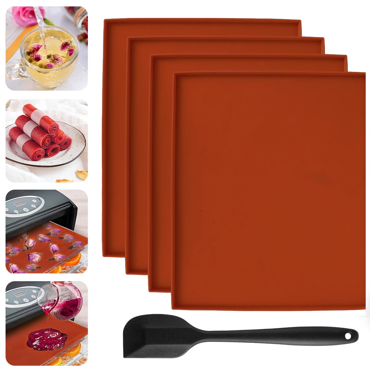 Morima 4PCS Silicone Dehydrator Sheets,Dehydrator Mats with Edge for