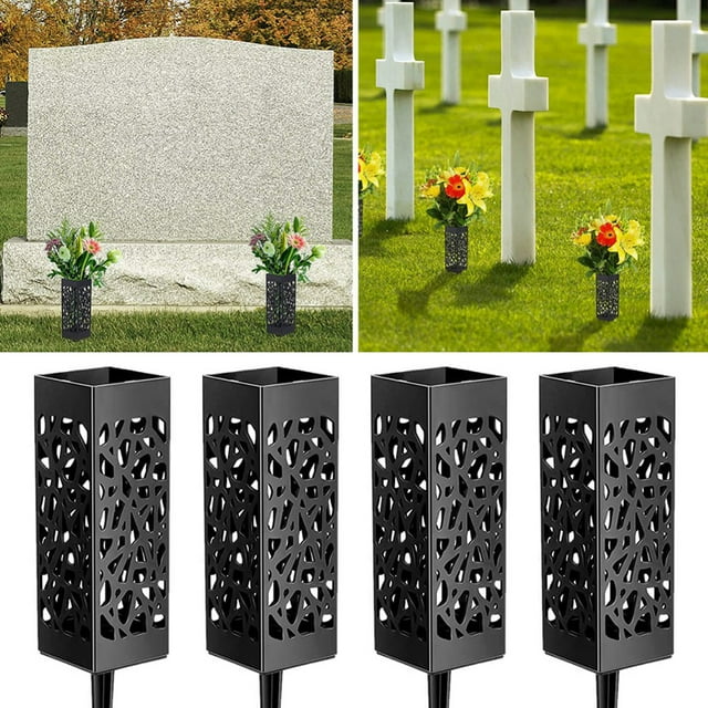 Morima 4pcs Plastic Gravestone Vase Outdoor Weatherproof Cemetery Vases