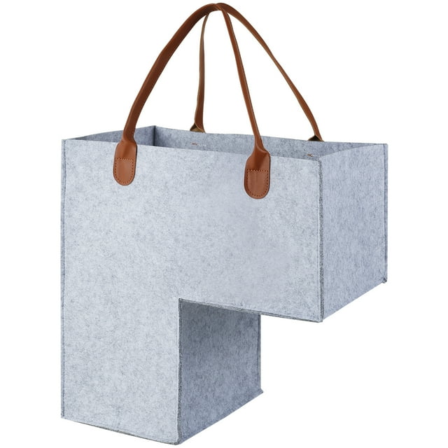 Morima Stair Basket with Leather Handles Felt LShape Large Capacity Stair Step Bin Space Saving