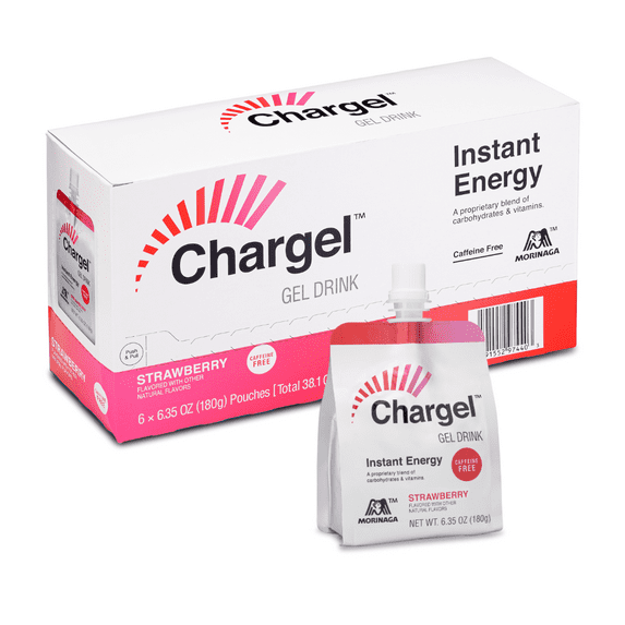 Morinaga Chargel Caffeine Free Instant Energy Strawberry Gel Drink 6 - 6.35 oz Pouches