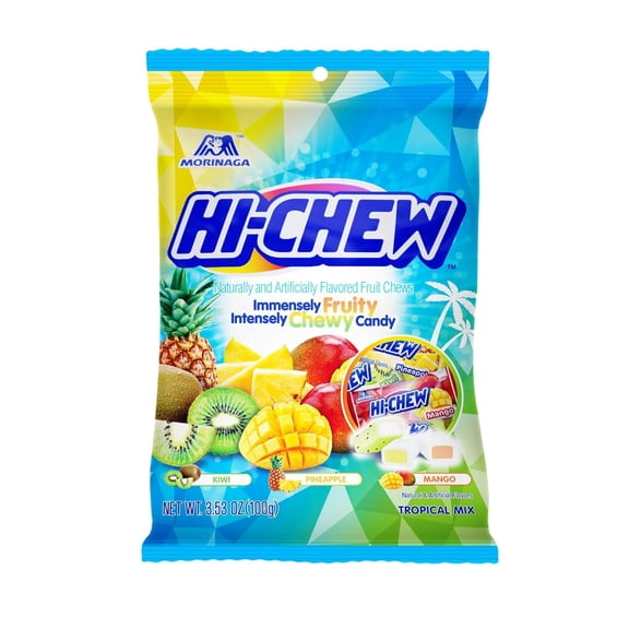 Morinaga Hi-Chew Fruity Chewy Candy - Tropical Mix 3.53 oz (Pack of 2)