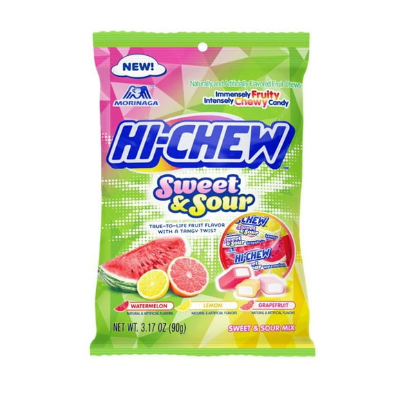 Morinaga Hi-Chew Watermelon, Lemon, Grapefruit Sweet & Sour Mix, 3.17 oz