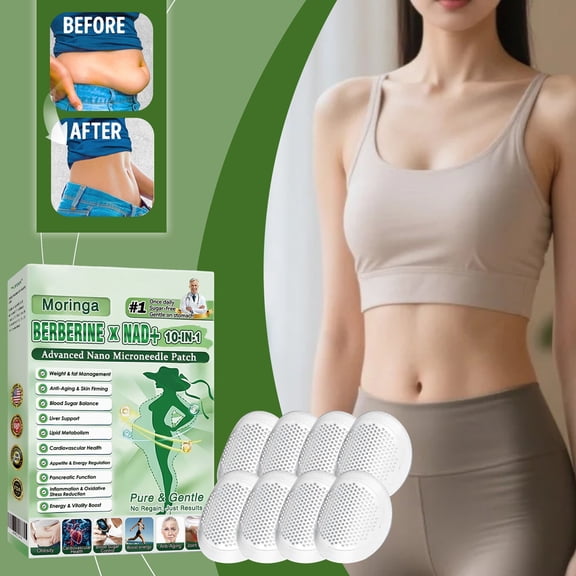 Moringa 10-In-1 Nano Microdarts Patch, Moringa Patches, Natural Body Slim Patchs For Women And Men, Suitable For All Skin Types (1PCS)