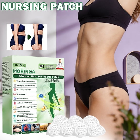Moringa 10-In-1 Nano Microdarts Patch, Moringa Patches, Natural Body Slim Patchs For Women And Men, Suitable For All Skin Types (1PCS)