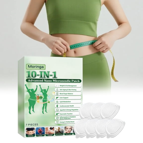 Moringa 10-In-1 Nano Microdarts Patch, Moringa Patches, Natural Body Slim Patchs For Women And Men, Suitable For All Skin Types (1PCS)