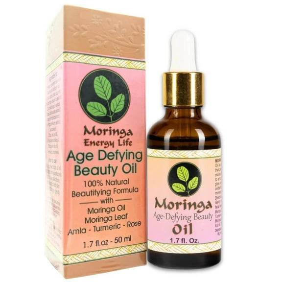Moringa Age Defying Beauty Oil, Natural Anti Aging Oil for Wrinkles Lines Spots and Face Treatment, 1.7 oz