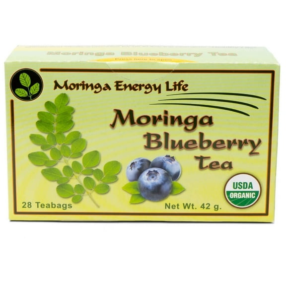 Moringa Blueberry Tea Bags Organic by Moringa Energy Life, 28 Tea Bags