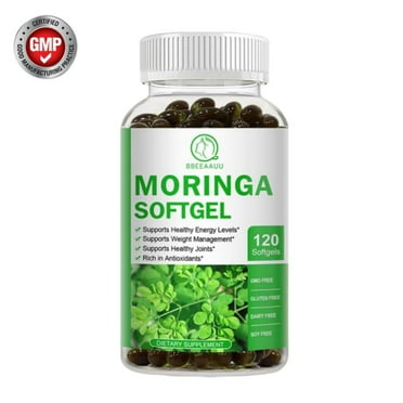 Moringa Capsules 1000mg Per Serving - Pure Leaf Powder - Energy, Metabolism and Immune Support - Non GMO and Gluten Free - Complete Green Superfood Supplement, 120 Capsules 1 Pack
