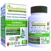 GoodlifePick Moringa Capsules 10700 mg with Black Pepper from Handpicked Moringa Oleifera Leaves- 90 ct