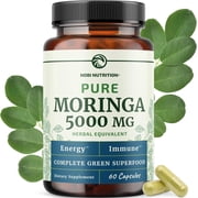 Nobi Nutrition 5000mg Pure Moringa Supplement for Energy, Immunity, and Gut Health, 60 Capsules