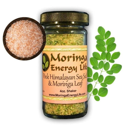Moringa Salt Shaker, Pink Himalayan Sea Salt and Moringa Leaf, Natural Superfood Spice, 4 oz Shaker