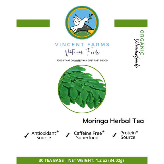 Moringa Herbal Tea (Te de Moringa) Energy Booster, Vitamins, 100% Natural, inflammatory relief, 30 Bags