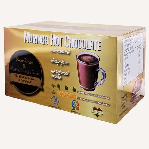 Moringa Hot Chocolate - Plant Based - (0.7 oz Sachets) - 14 Count per box