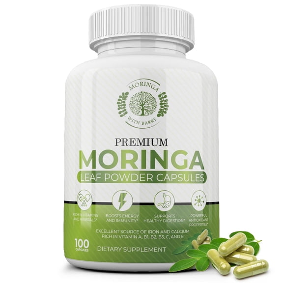 Moringa Capsules - 100% Pure, Energy & Nutrient Boost, Rich in Vitamins, Antioxidants, & Minerals for Immune Health, Digestion, Vitality, & Wellness