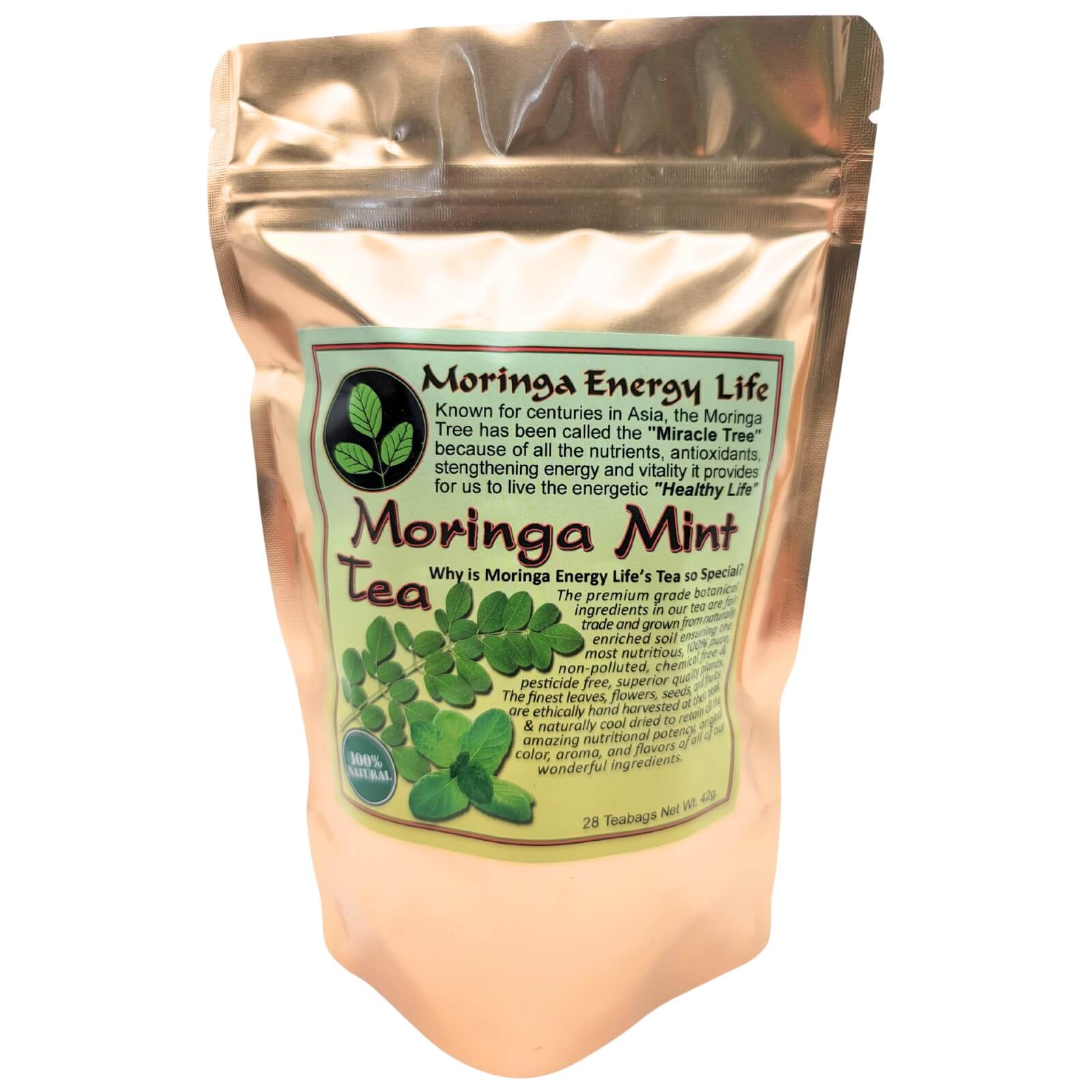 Moringa Mint Tea Bags by Moringa Energy Life, 28 Herbal Teas - image 1 of 5