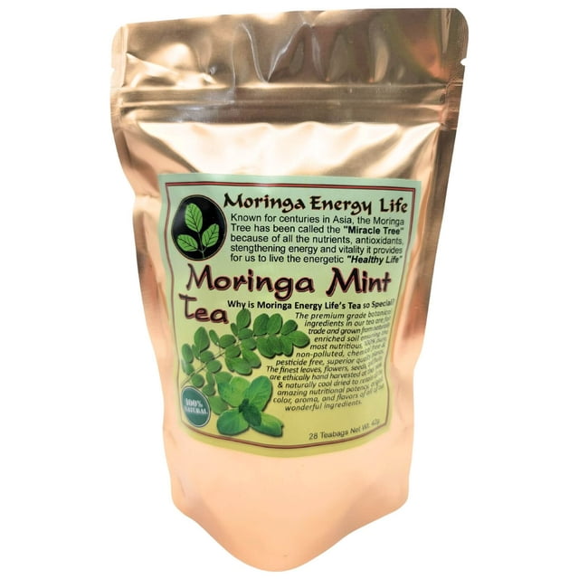 Moringa Mint Tea Bags by Moringa Energy Life, 28 Herbal Teas