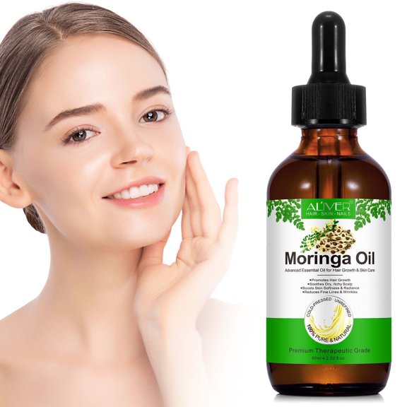 ALIVER Moringa Seed Oil - Premium All-Natural Face, Hair & Body Oil - 100% Pure,60 mL