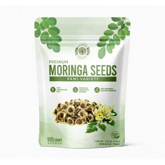 Moringa Oleifera Seeds for Planting Non-GMO PKM1 Variety Fast-Growing Superfood Tree Seeds High Germination Grow Organic Moringa at Home - 100ct