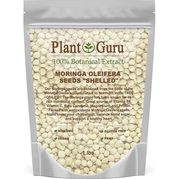 Moringa Seeds Kernel Shelled 16 oz. / 1 lb. - Clean PKM1 Variety - Edible - Moringa Oleifera - Malunggay - Semillas De Moringa - Drumstick Tree - Non-GMO - 2000 to 2400 Seeds Approx.
