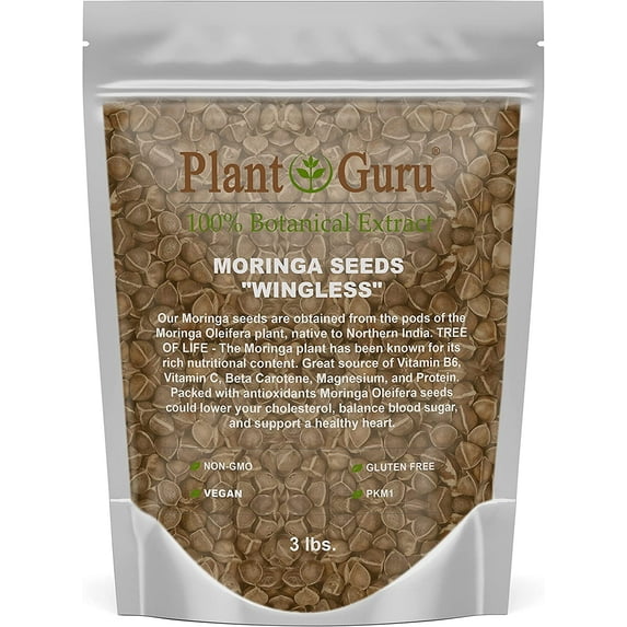 Moringa Seeds Wingless 3 lbs. - PKM1 Variety - Edible Snacking - Planting - Moringa Oleifera - Malunggay - Semillas De Moringa - Drumstick Tree - Non-GMO - 4800 to 6000 Seeds