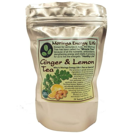 Moringa Tea Ginger Lemon by Moringa Energy Life, Superfood, 28 Tea bags