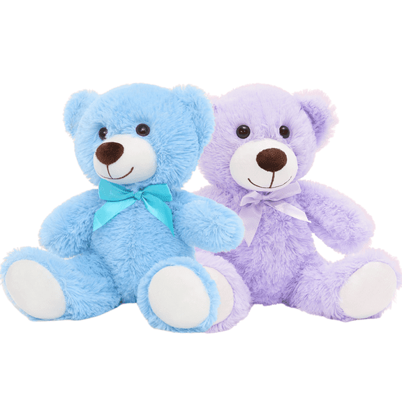 MorisMos 13.8in Teddy Bear Stuffed Animals, Purple & Blue Bear Plush Toys