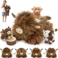 thumbnail image 1 of MorisMos 20" Highland Cow Stuffed Animal with 3 Babies Plush Toys, 1 of 7