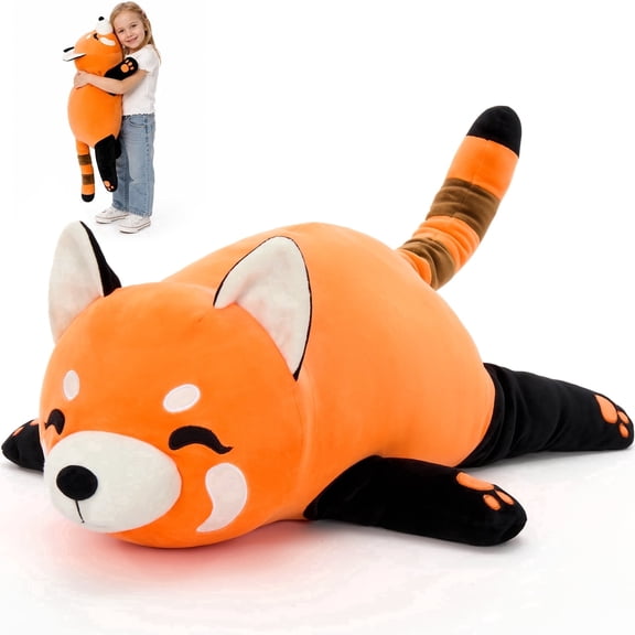 MorisMos 30in Weighted Red Panda Stuffed Animal,Soft Long Red Panda Body Pillow Plush Toy