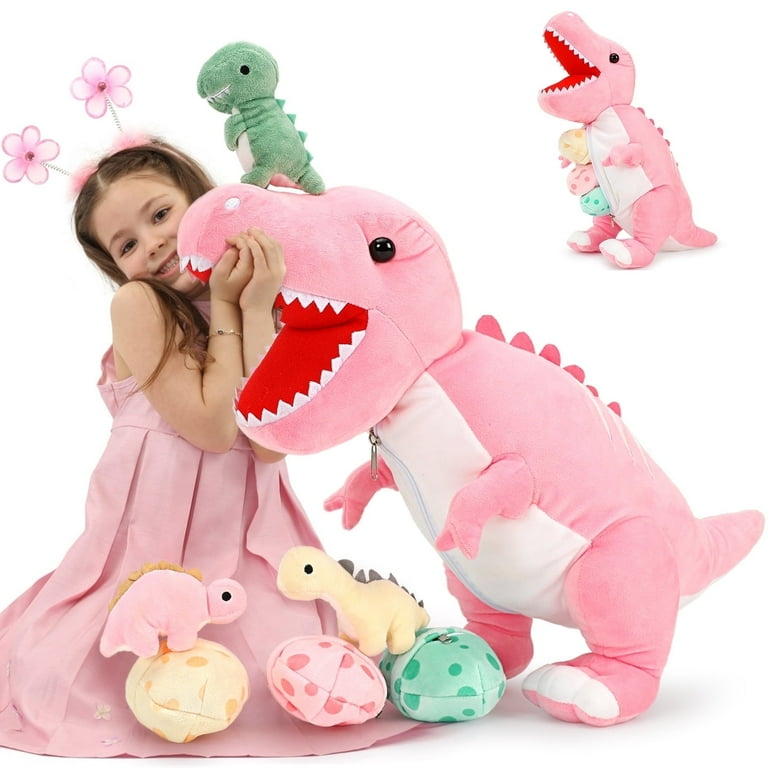 MorisMos Pink Dinosaur Stuffed Animal Mommy Dinosaur with