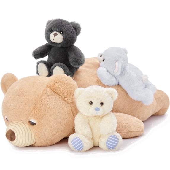 MorisMos 24.4" Bear Stuffed Animal with 4 Cute Babies, Large Soft Bear Plush Toy