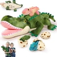 thumbnail interactive-video image 1 of MorisMos 24" Interactive Crocodile Family Plush Toy Set, Alligator Stuffed Animal Mommy with 3 Babies and 3 Eggs, 1 of 9