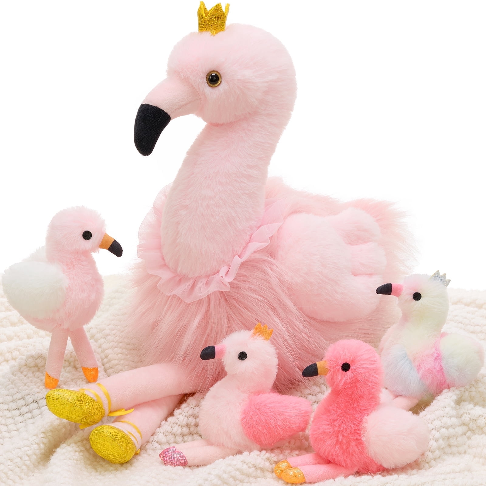 MorisMos, Plush Flamingo Family, 18'', with Mommy and 4 Babies