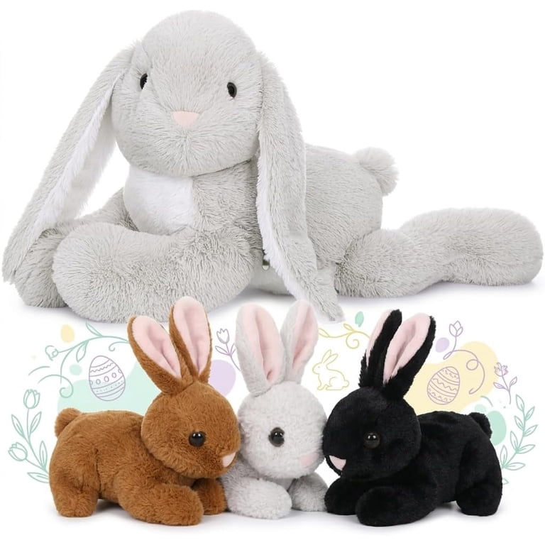 MorisMos 24'' Bunny Stuffed Animal with 3 Babies Stuffed Rabbit