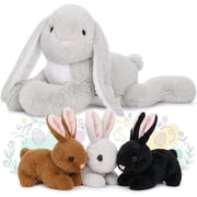 MorisMos 24 Bunny Stuffed Animal with 3 Babies Stuffed Rabbit Plush Toys