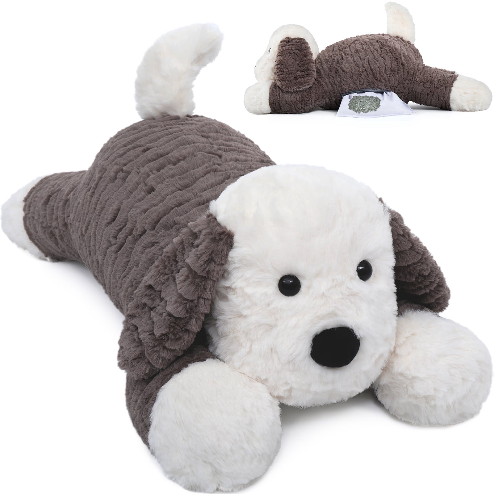 MorisMos 24" Weighted Microwavable Stuffed Animal, Large Weighted Stuffed Dog Plush Toy