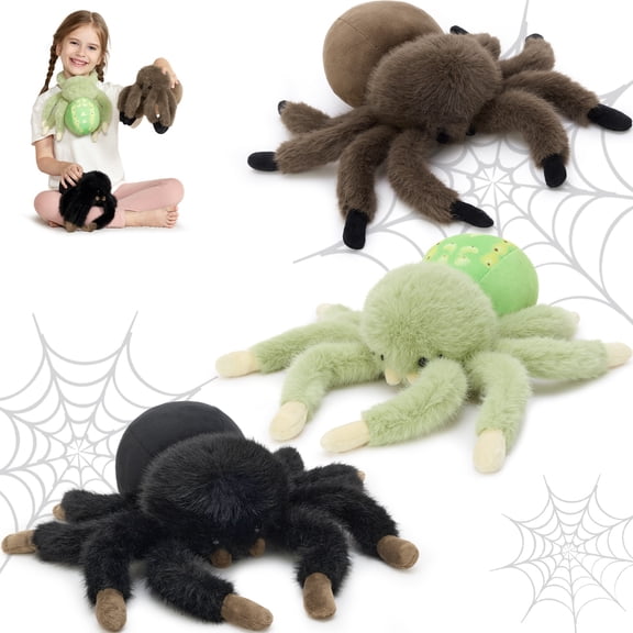 MorisMos 3 pack Magnetic Foot Spider Plush Set, 8in Cuddly Adorable Spider Stuffed Animal Toys Set