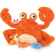 MorisMos 31.5" Crab Stuffed Animal Plush Crab with 4 Babies