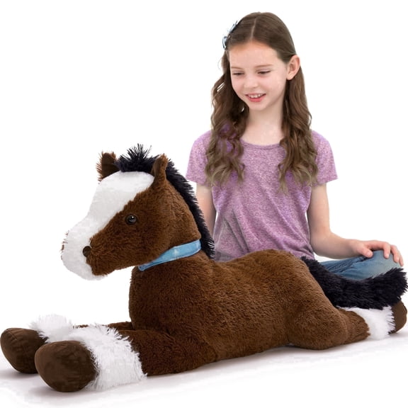 MorisMos 33" Pony Stuffed Animal,Soft Stuffed Horse Plush Pillow