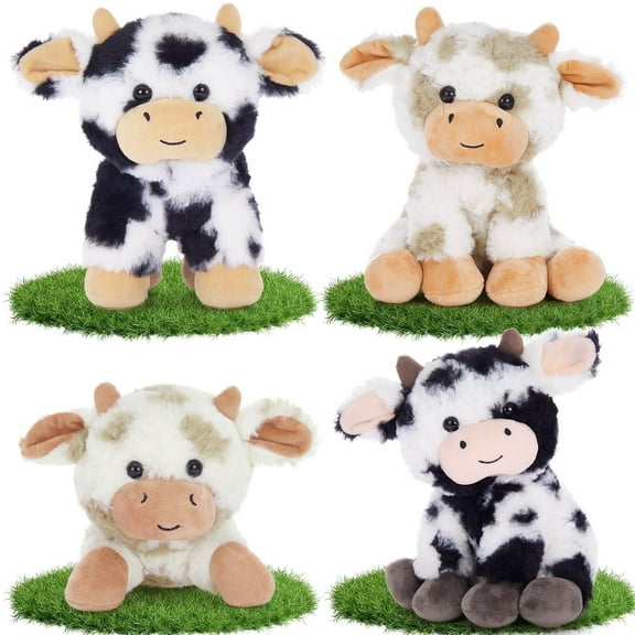 MorisMos 4 Pcs Soft Cow Stuffed Animals, Cute 10 inch Stuffed Cow