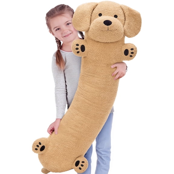 MorisMos 43.3 Inch Long Dog Plush Pillow, Golden Retriever Dog Stuffed Animal with Big Ears, Soft Hugging Body Pillow