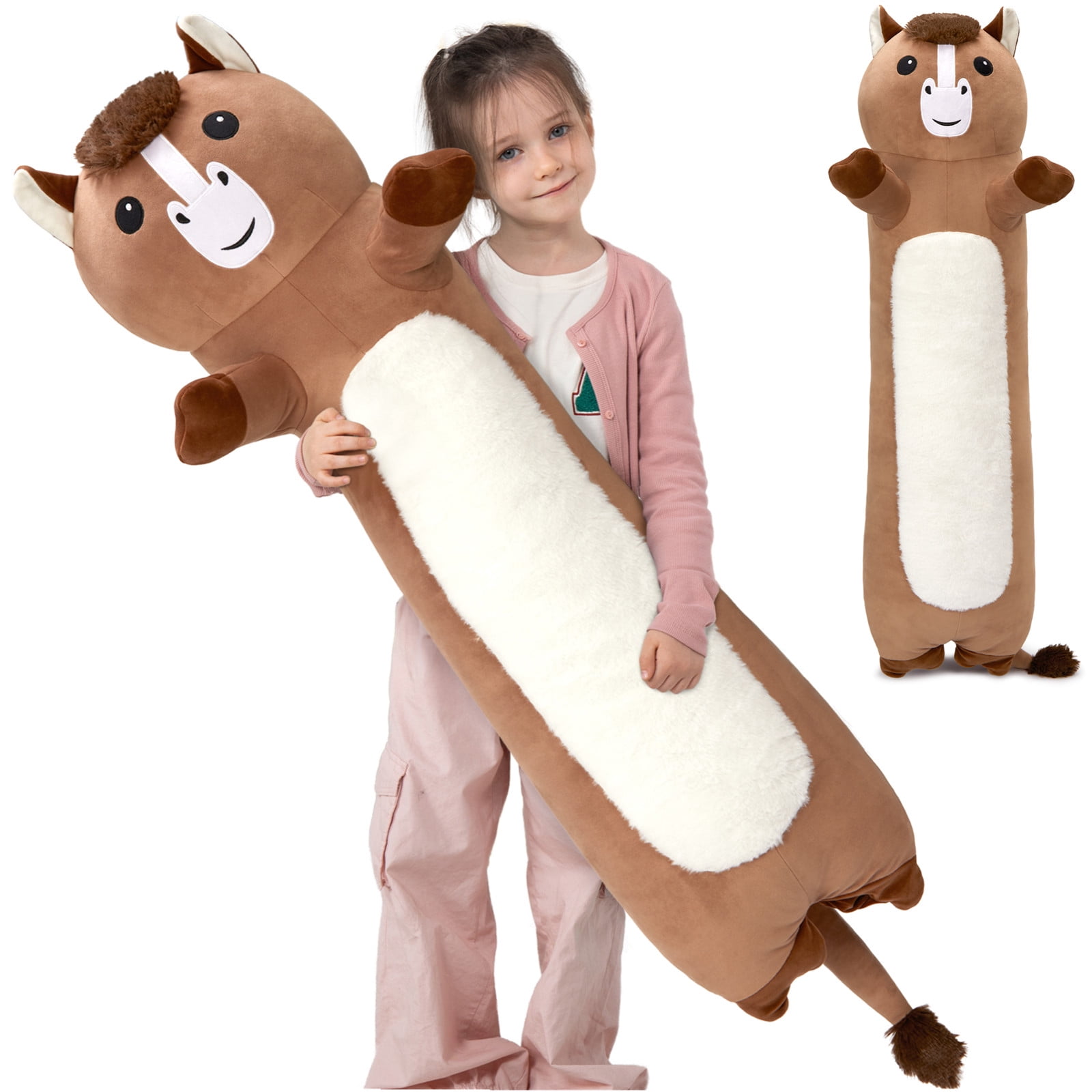 MorisMos 43“ Giant Horse Stuffed Animals, Soft Long Stuffed Horse Boby Plush Pillow