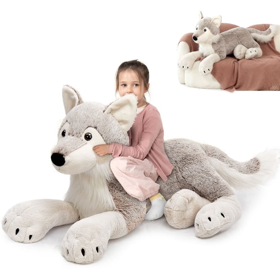 MorisMos 4ft Giant Wolf Stuffed Animal Plush Wolf Toy